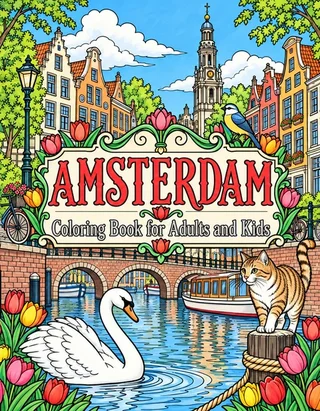 Amsterdam Coloring Book for Adults cover illustration by Louisa May Carson