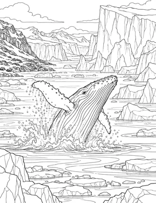 Detailed coloring page of Ilulissat Icefjord iceberg cathedral