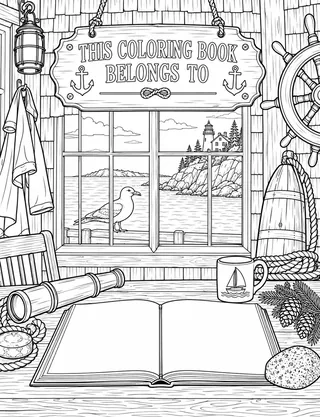 Belongs-To Page inside Bar Harbor Coloring Book for Adults