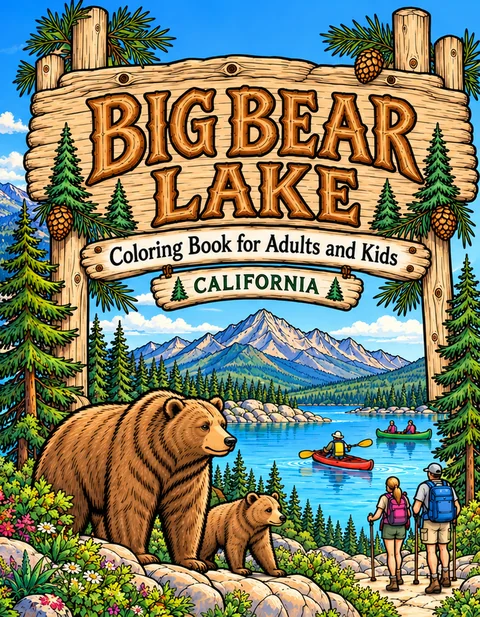 Big Bear Coloring Book for Adults cover illustration by Louisa May Carson