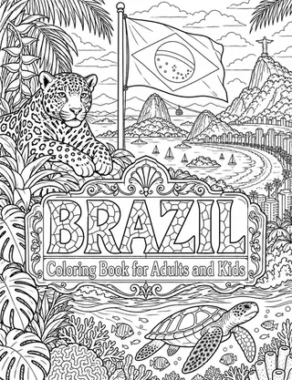 Illustrated travel map of Brazil landmarks and attractions