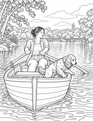 Detailed coloring page of Prospect Park Lake Rowboat