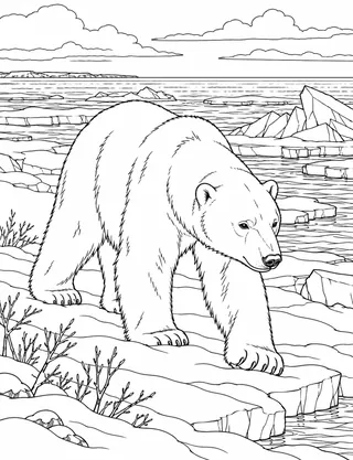 Detailed colouring page of Churchill Manitoba Polar Bear