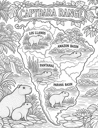 Illustrated travel map of Capybara landmarks and attractions