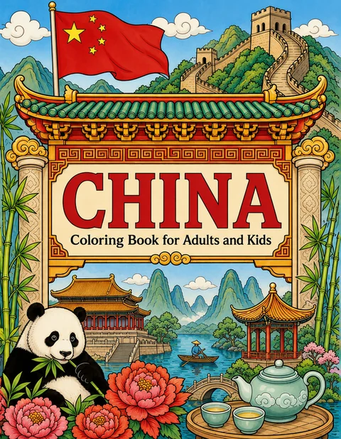 China Coloring Book for Adults cover illustration by Louisa May Carson