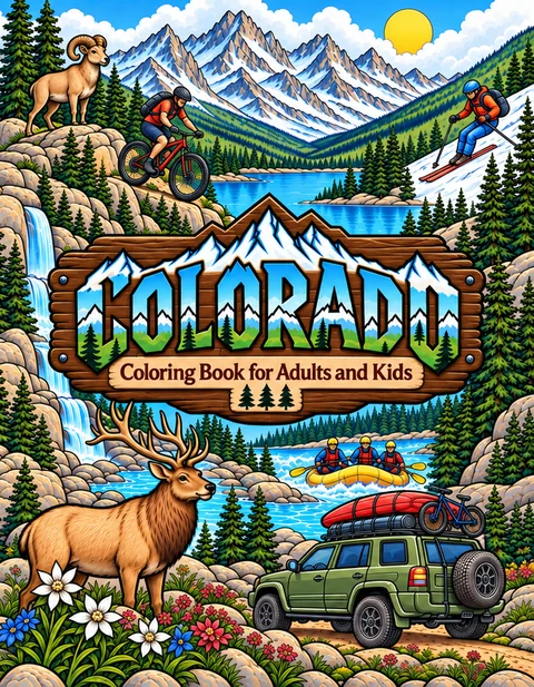 Colorado Coloring Book for Adults cover illustration by Louisa May Carson