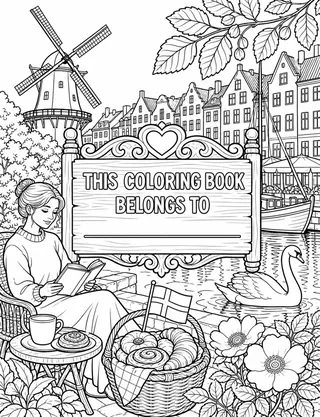 Belongs-To Page inside Denmark Coloring Book for Adults
