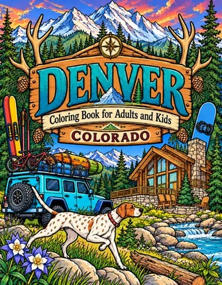 Denver Coloring Book for Adults cover illustration by Louisa May Carson