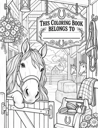 Belongs-To Page inside Horse Coloring Book for Adults