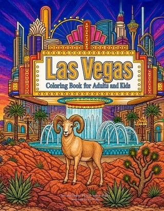 Las Vegas Coloring Book for Adults cover illustration by Louisa May Carson