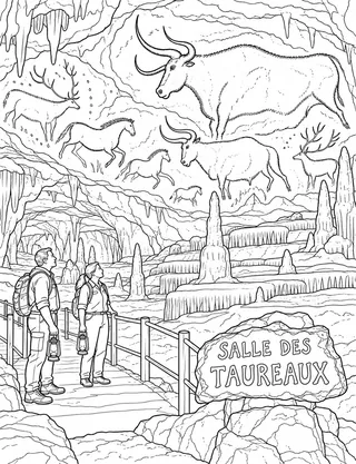 Detailed coloring page of Hall of the Bulls Great Chamber