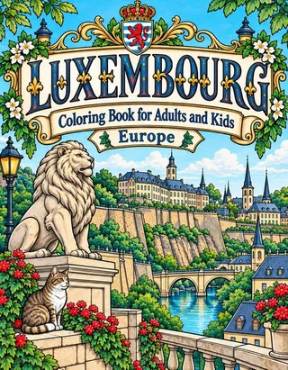 Luxembourg Coloring Book for Adults cover illustration by Louisa May Carson