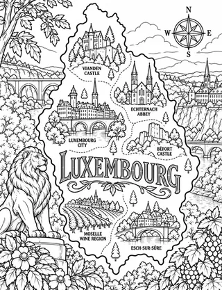 Illustrated travel map of Luxembourg landmarks and attractions