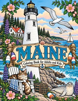 Maine Coloring Book for Adults