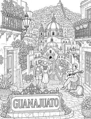 Detailed coloring page of Landmarks