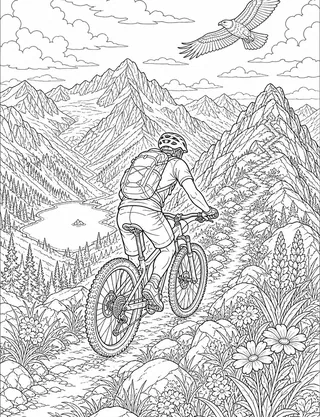 Detailed coloring page of Alpine ridge