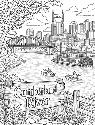 Detailed coloring page of Music Row