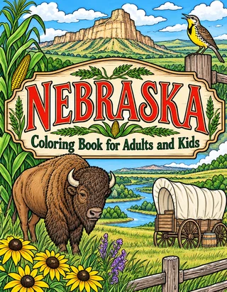 Nebraska Coloring Book for Adults