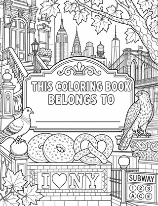 Belongs-To Page inside New York City Coloring Book for Adults