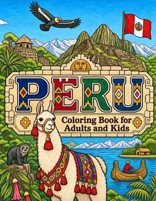 Peru Coloring Book for Adults cover illustration by Louisa May Carson