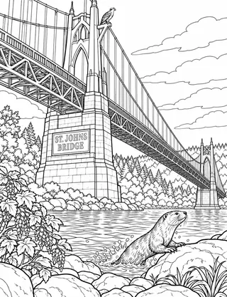 Detailed coloring page of Pittock Mansion French Renaissance Facade