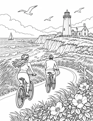 Detailed coloring page of East-bay-bicycle-path
