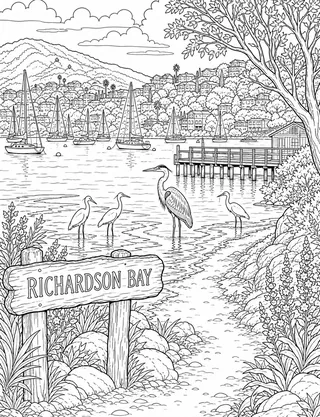 Detailed coloring page of Hillside Villas