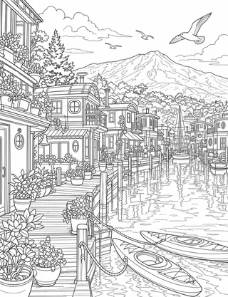 Detailed coloring page of San Francisco Bay Views