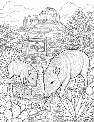 Sedona coloring page with detailed line art