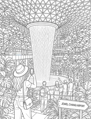 Detailed coloring page of Chinatown Historic Peranakan Shophouses