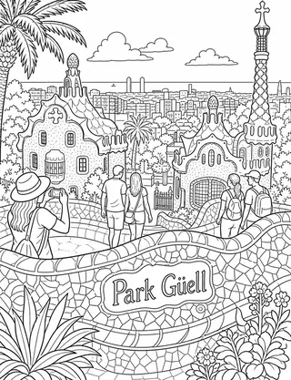Detailed coloring page of Alhambra