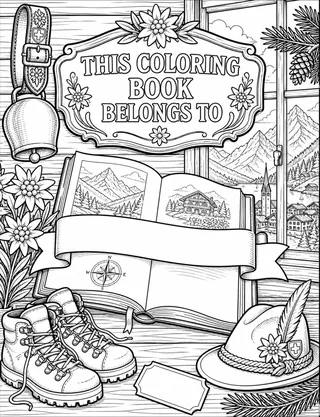 Belongs-To Page inside Swiss Alps Coloring Book for Adults