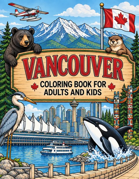 Vancouver Coloring Book for Adults cover illustration by Louisa May Carson