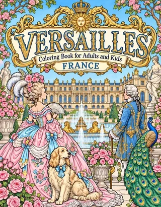 Versailles Coloring Book for Adults cover illustration by Louisa May Carson