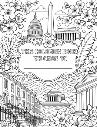 Belongs-To Page inside Washington DC Coloring Book for Adults