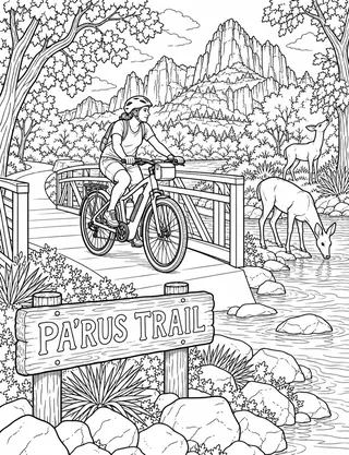 Detailed coloring page of Pa’rus Trail Class 1 E-Bike Ride